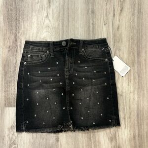 7 for All Mankind mini skirt size 12 NWT black with  rhinestone